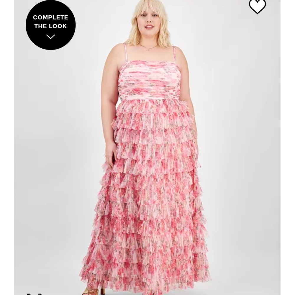 B Darlin Pink Floral Tiered Dress